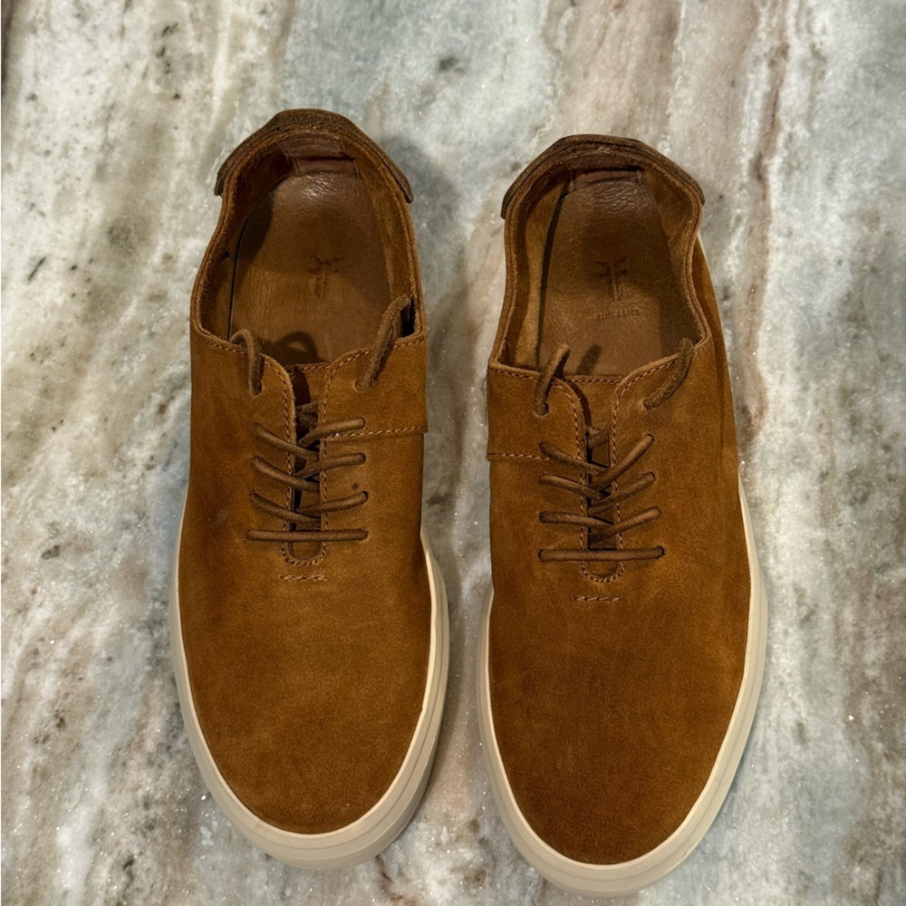 Men’s FRYE Beacon brown suede leather lace up sneakers- Size 9.5 - Picture 6 of 9